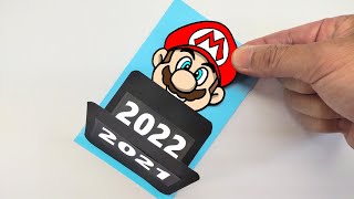 Very Easy！Happy New Year Card 2022 Paper Craft Ideas with SUPER MARIO BROS.