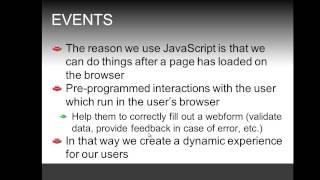 Introduction to JavaScript and events, simple example of onload event