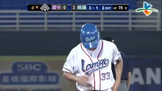 20130730 CPBL 犀牛VS猿 4下 謝炫任盜壘遭林琨笙阻殺