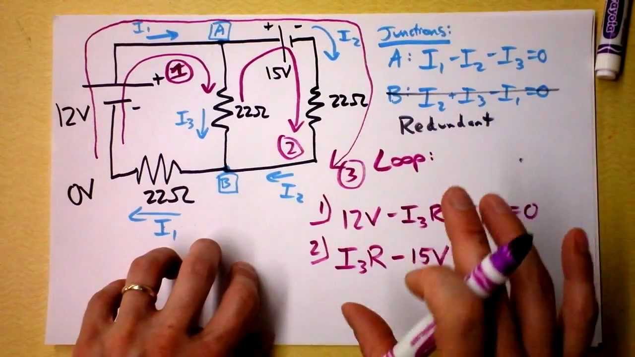 Kirchhoff's Rules (Laws) Worked Example | Doc Physics - YouTube