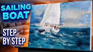Easy Painting a SAILING BOAT. Step by step tutorial