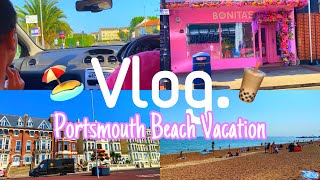 𝗧𝗥𝗔𝗩𝗘𝗟 𝗩𝗟𝗢𝗚 ♥︎ | Portsmouth Beach Vacation ✨ Seaside, Hotel, Boba, Shops, City 🧋🏖🌷🛍