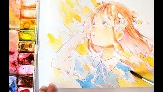 透明水彩 女の子描いてみた 透明水彩 女の子描いてみた