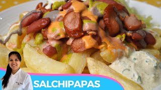 🇵🇪 COMO HACER SALCHIPAPAS PERUANAS | CON TODAS LAS CREMAS | RECETA DELICIOSA