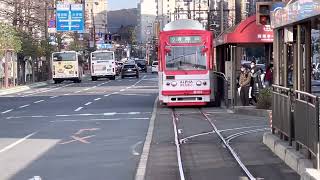 岡山市電　2系統清輝橋行き発車　岡山駅前