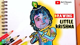 How To Draw Little Krishna Easy Step By step | Little Krishna Picture #Drawing  | #LittleKrishna