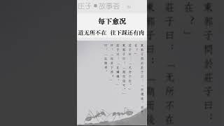 【庄子·06·每下愈況】现代有句成语”每况愈下“，但是这句成语最早却不是这样说的，而是”每下愈况“。这句成语出自庄子书中的一个故事，讲的是东郭子问庄子道在哪里这个问题时，引申出来的故事......