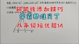 初中辅助线添加技巧☞八年级培优题-半成品创新题，学霸难哭了😭