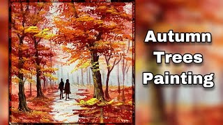 Acrylic Painting of Autumn forest step by step / ARTOHOLIC