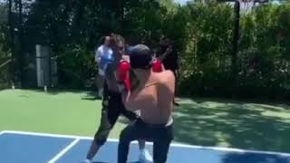 Lil Tjay fights Yk Osiris in the gloves 🥊 🥊