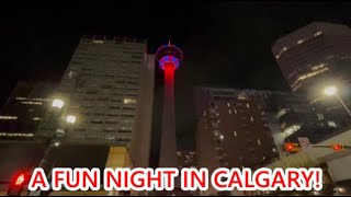 Calgary Downtown at Night 4k