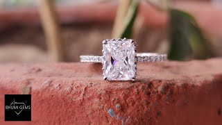 3.58TCW Radiant Cut Moissanite Hidden Halo Ring, Engagement Ring, Anniversary Gift For Her Jewelry