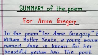 For Anne Gregory | summary of the poem | class 10 English | NCERT | @IndrajitGoswami0607