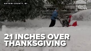 Northern Michigan residents dig out after 21 inches of snow