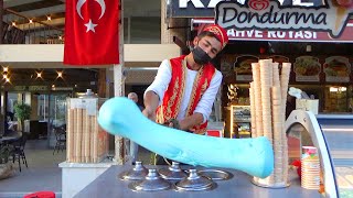 Real Turkish Dondurma Ice cream Amazing show in Antalya, Turkey