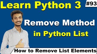 Remove method in Python list, how to remove a list element in Python, Python Tutorial,Cyber Warriors