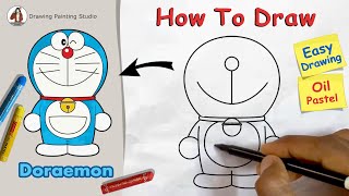 How to Draw Doraemon  / Doraemon drawing kaise banate hain / easy Step by Step Oil Pastel Color