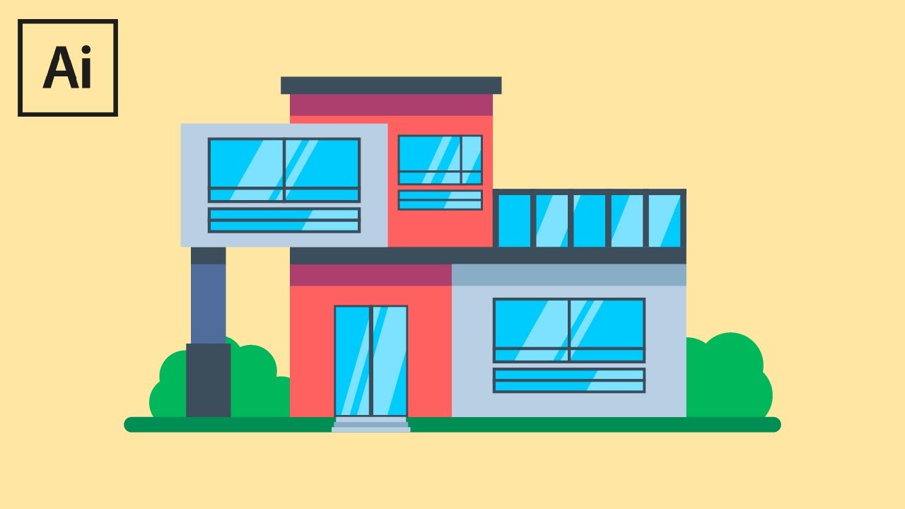 Adobe Illustrator Cc Tutorial Flat Design House Flat Design Youtube
