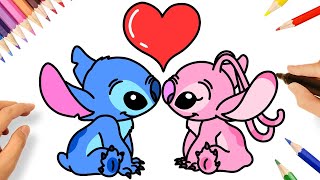HOW TO DRAW STITCH AND ANGEL 💙💗