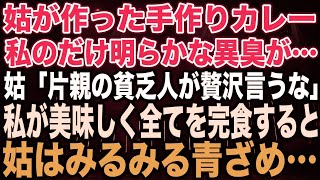 【スカッとする話】姑が作った手作りカレー私のだけ明らかな異臭が…姑「片親の貧乏人が贅沢言うな」私が美味しく全てを完食すると姑はみるみる青ざめ…