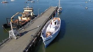 KPIX Sky Drone 5:  Tall Ship Launched Into Water In Sausalito