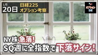 【日経225オプション考察】1/20 NY株 今週に入って急落！ SQ週にNYの全指数で短期下落サイン点灯！