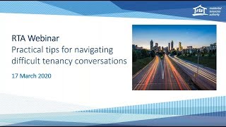 RTA webinar – Practical tips for navigating tenancy conversations – March 2020