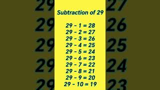 Subtraction of 29