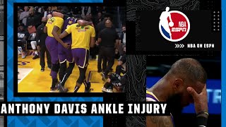 Anthony Davis had to be carried off of the court after an apparent ankle injury 🥺 | NBA on ESPN