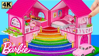 Build Luxury Miniature Barbie Dream House With Rainbow Stairs From Cardboard 💓DIY Miniature House