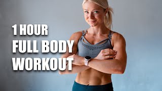 1 HOUR FULL BODY WORKOUT at home - No Jumping - No Repeat - No Equipment - Low Impact HIIT