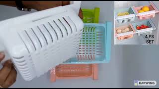 Adjustable Refrigerator Storage Basket, Expandable Fridge Rack, Freeze Space Saver Drawer