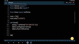 python project - digital clock made using pydroid 3