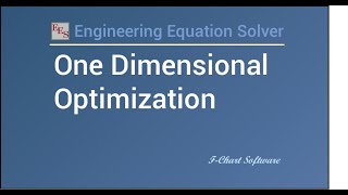 Using EES for 1-D Optimization