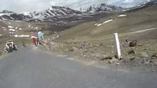 Riding over Bara Lacha La on a Royal Enfield