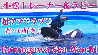 鴨川シーワールド シャチパフォーマンス 終了後の小松トレーナとラビーのまったりタイム KamogawaSeaworld