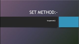 Issuperset method in python||@Coding With Sarika||