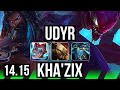 UDYR vs KHA'ZIX (JGL) | 67% winrate, 39k DMG, 12/4/19, 4k comeback | EUW Master | 14.15