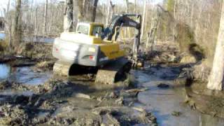 Excavator Busting a Huge Beaver Dam