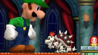 New Super Mario Bros DS - All Castle Bosses with Giant Luigi