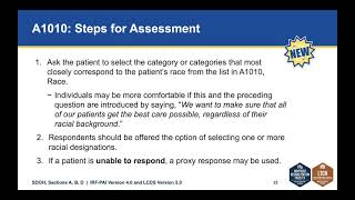 Social Determinants of Health and New/Revised Items A, B, and D