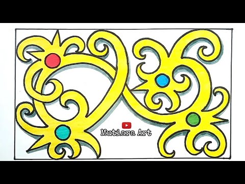 Belajar Menggambar Motif Suku Dayak || Motif Tribal || Motif Kalimantan ...