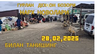 ХОРАЗМ ГУРЛАН ДЕХҚОН БОЗОРИ НАРХ НОВОЛАРИ 28,02,2025й