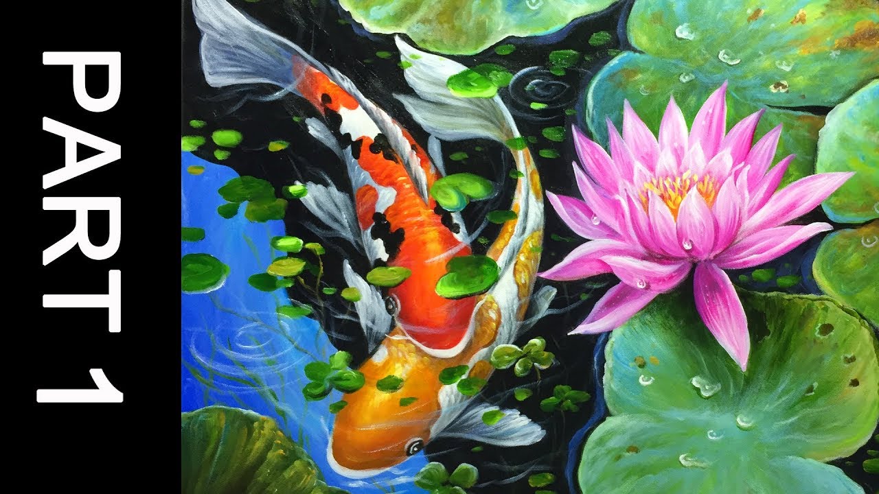 Paint Koi Fish With Acrylic On Canvas Part 1 Youtube Paint Koi Fish With Acrylic On Canvas Part 1 Youtube