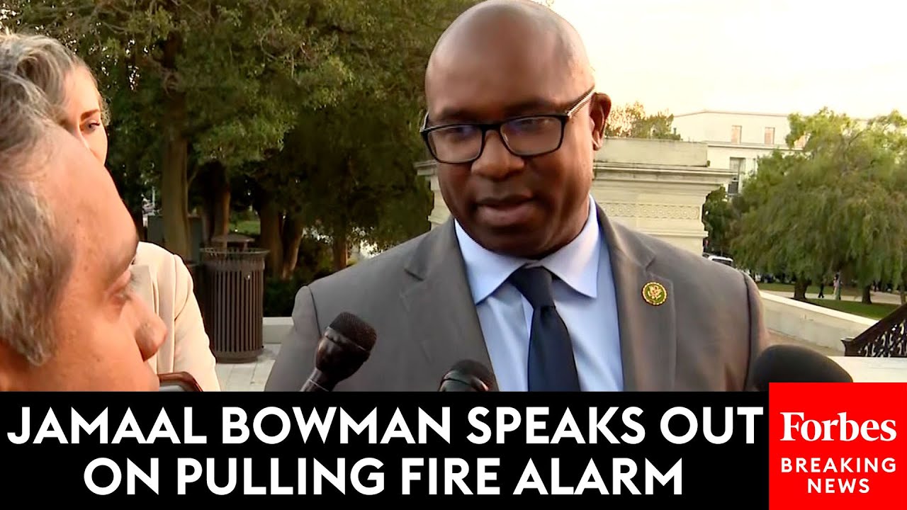 WATCH: Jamaal Bowman Speaks Out To Reporters About Pulling Fire Alarm ...