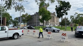 Police Barricades At Kankakee Courthouse