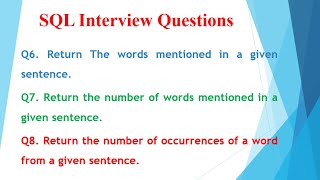 SQL Interview Questions based on String Split