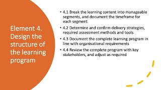 TAEDES401 - Design and develop learning programs - unit overview