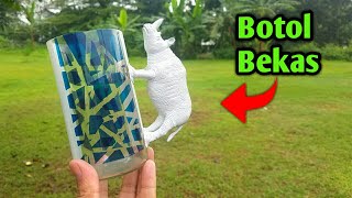 CARA MEMBUAT GELAS UNIK DAN KEREN DARI BOTOL BEKAS||MAKE UNIQUE GLASSES FROM GLASS BOTTLES