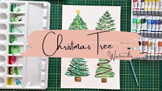 Árvores de Natal em aquarela/ Watercolor Christmas Tree #watercolor